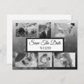 Schwarze Blasen Streifen Foto Save the Date Ankündigungspostkarte (Vorne/Hinten)