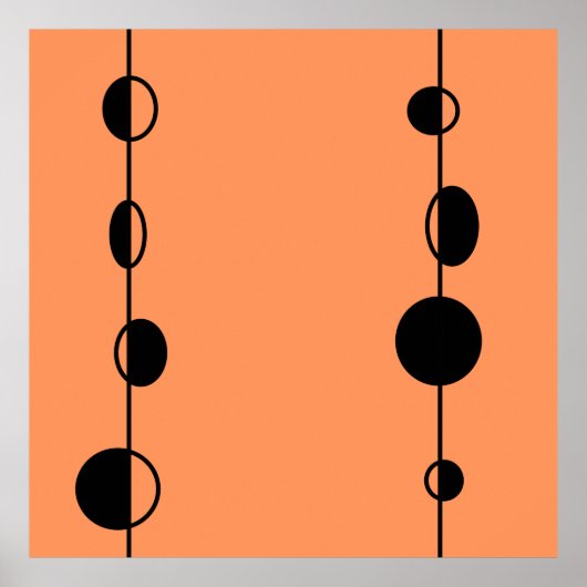 Schwarze Blasen und Linien auf "peach fuzz" Hinter Poster (Vorne)