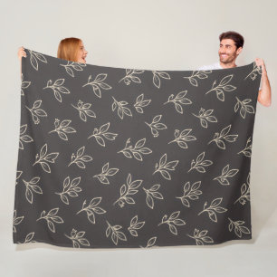Schwarze Blatt-Wurfdecke Fleecedecke
