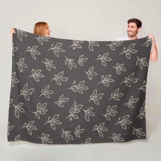 Schwarze Blatt-Wurfdecke Fleecedecke (Beispiel)