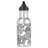 Schwarze Blätter auf Weiß Edelstahlflasche (Links)
