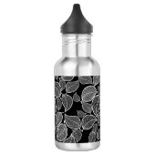 Schwarze Blätter auf Weiß Edelstahlflasche (Links)