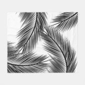 Schwarze Blätter auf weißem Hintergrund Fleecedecke (Vorderseite (Horizontal))