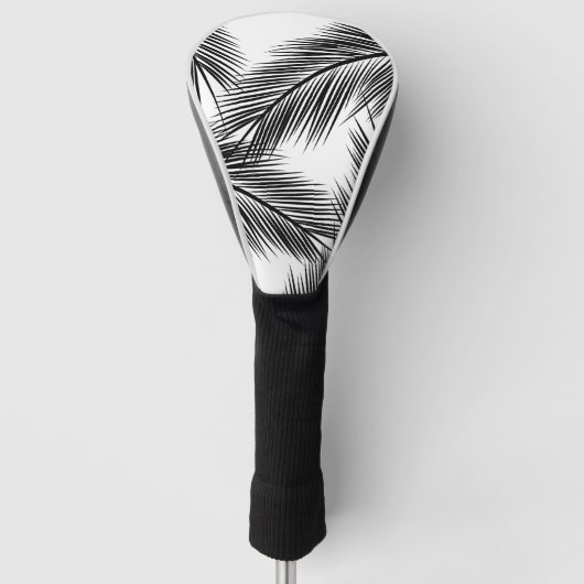 Schwarze Blätter auf weißem Hintergrund Golf Headcover (Vorderseite)