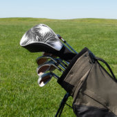 Schwarze Blätter auf weißem Hintergrund Golf Headcover (In SItu)