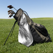 Schwarze Blätter auf weißem Hintergrund Golfhandtuch (Gras)