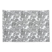 Schwarze Blätter auf weißem Pillowcase Kissenbezug (Rückseite-Rechts)