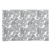 Schwarze Blätter auf weißem Pillowcase Kissenbezug (Vorderseite-Rechts)