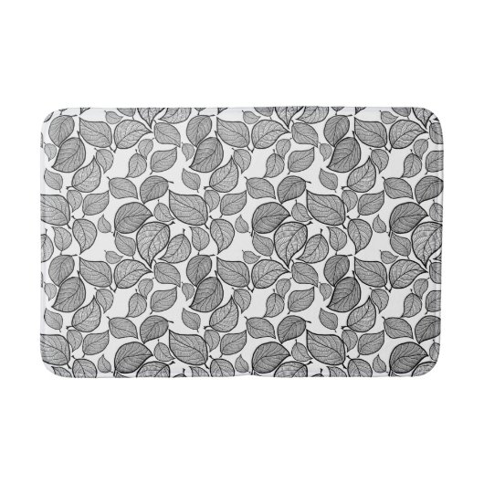 Schwarze Blätter auf weißer Bath-matte Badematte (Vorderseite)