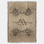 Schwarze Blätter Imitate Burlap - Familienname Decke (Vorderseite Vertikal)