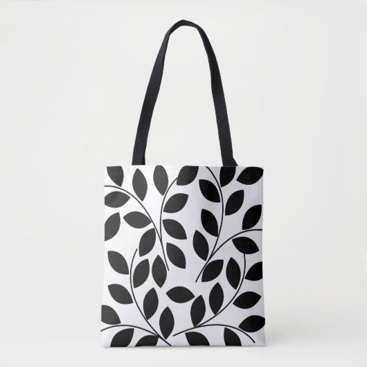 Schwarze Blätter Moderne tropische Tasche (Vorderseite)