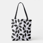 Schwarze Blätter Moderne tropische Tasche (Rückseite)