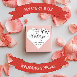 Schwarze Blätter Weißer Hintergrund Hochzeit Danke Herz-Aufkleber