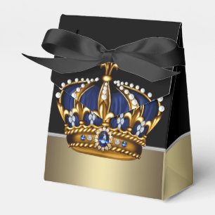 Schwarze Blau Gold Kronenprinz Baby Shower Geschenkschachtel
