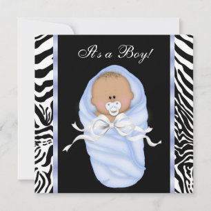 Schwarze Blau Zebra Baby Boy Shower Einladungen