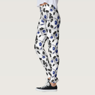 schwarze blaue Fußbälle Muster Leggings