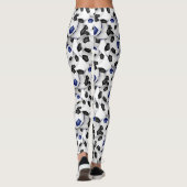 schwarze blaue Fußbälle Muster Leggings (Rückseite)