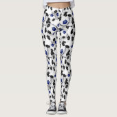 schwarze blaue Fußbälle Muster Leggings (Vorderseite)