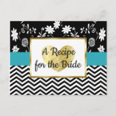 Schwarze, blaue Gold Streifen Blumenzilpkarte Postkarte (Vorderseite)