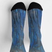 Schwarze Blaue Graue Line Art Socken (Oben)