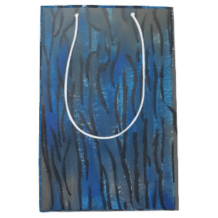 Schwarze Blaue Graue Linienkunst Mittlere Geschenktüte