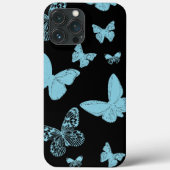 Schwarze Blaue Monarchschmetterlinge Case-Mate iPhone Hülle (Rückseite)