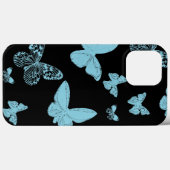 Schwarze Blaue Monarchschmetterlinge Case-Mate iPhone Hülle (Rückseite (Horizontal))