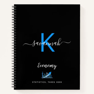 Schwarze blaue Monogramm-Typografie Wirtschaftsbür Notizblock