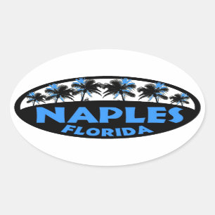 Schwarze blaue Palmen Neapels Florida Ovaler Aufkleber