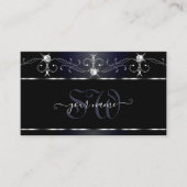 Schwarze blaue Schnauze Sparkling Diamonds Monogra Visitenkarte (Vorderseite)