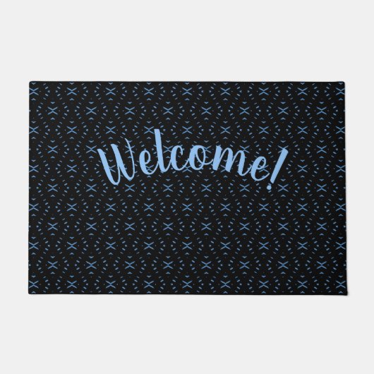 Schwarze & Blaue Stammes- Boho Personalisierte Fuß Fußmatte (Vorderseite)