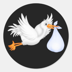 Schwarze Blaue Storch Baby Shower Aufkleber