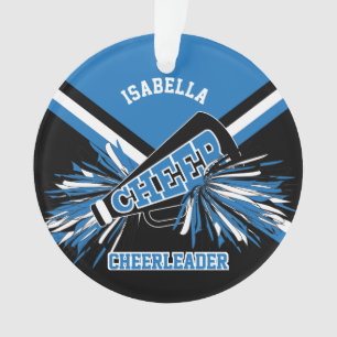 Schwarze, blaue und weiße Cheerleader Ornament