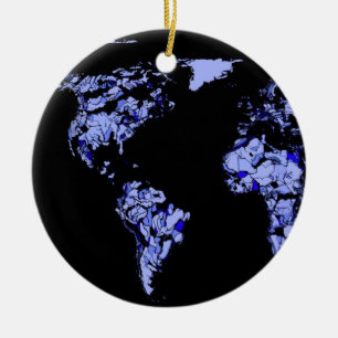 schwarze blaue Weltkarte Keramikornament