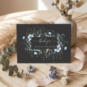 Schwarze Blaue Wildblumen-Hochzeit Danke