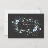 Schwarze Blaue Wildblumen-Hochzeit Danke (Vorderseite)