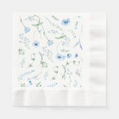 Schwarze Blaue Wildblumen-Hochzeitsfeier Serviette (Vorderseite)