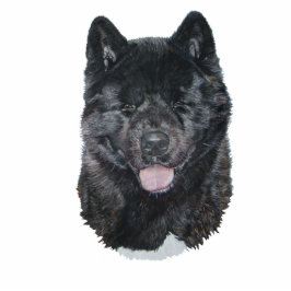 Schwarze Blinde akita Hund Portrait Bildhauermagne Fotoskulptur Magnet