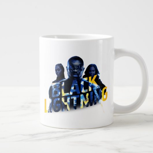 Schwarze Blitzhelden Graphic Jumbo-Tasse (Rechts)
