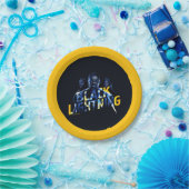 Schwarze Blitzhelden Graphic Pappteller (Party)