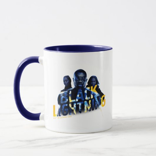 Schwarze Blitzhelden Graphic Tasse (Links)