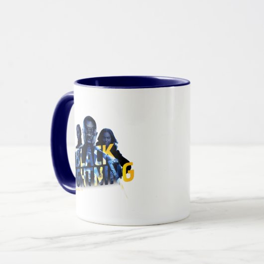 Schwarze Blitzhelden Graphic Tasse (Vorderseite Links)