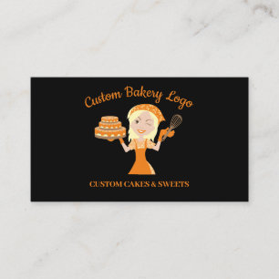Schwarze Blonde Dame Chef Cake Decorator Bäckerei Visitenkarte