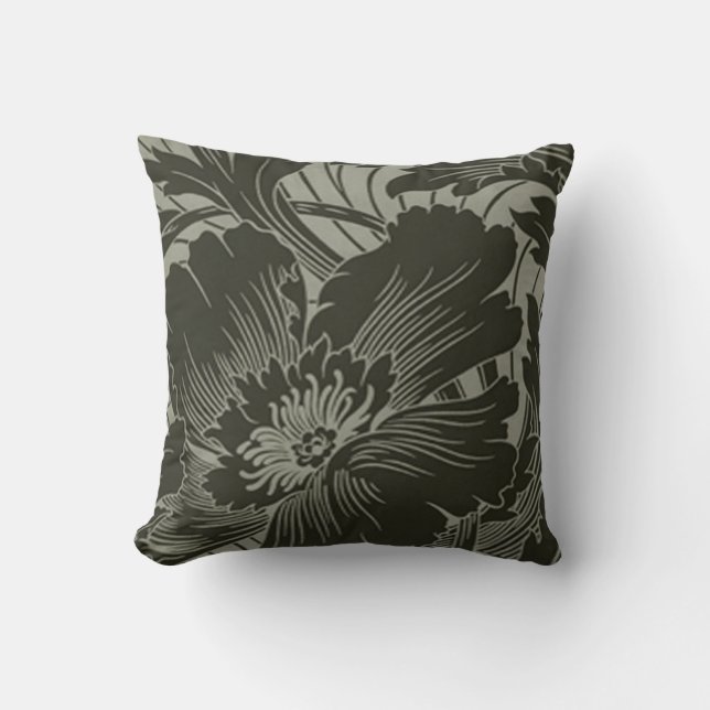 Schwarze Blume Art Reversible Pilze Kissen (Vorderseite)