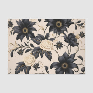 Schwarze Blume auf Beige-Muster Seidenpapier