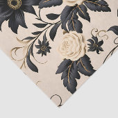 Schwarze Blume auf Beige-Muster Seidenpapier (Ausschnitt)