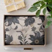 Schwarze Blume auf Beige-Muster Seidenpapier (Geschenk)