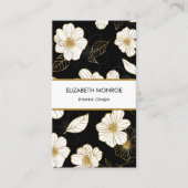 Schwarze Blume aus Weiß und Gold Visitenkarte (Vorderseite)