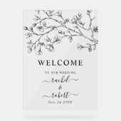 Schwarze Blume Blumenstrauß Hochzeitszeichen Acrylschild (Vorderseite)