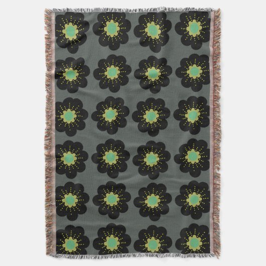 Schwarze Blume Boho Style Throw Blanket Decke (Vorderseite Vertikal)